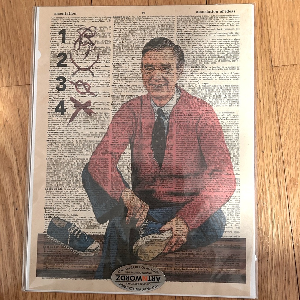 Artnwordz - Mr. Rodgers Original Art  - Vintage Dictionary Page